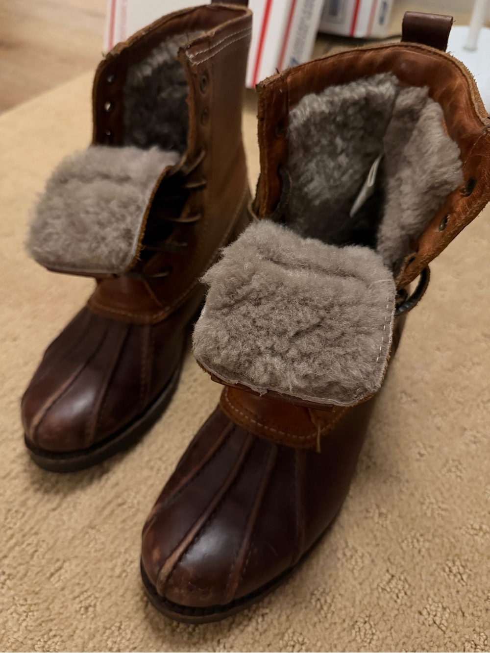 Frye Veronica Shearling-Lined Leather Duck Boots